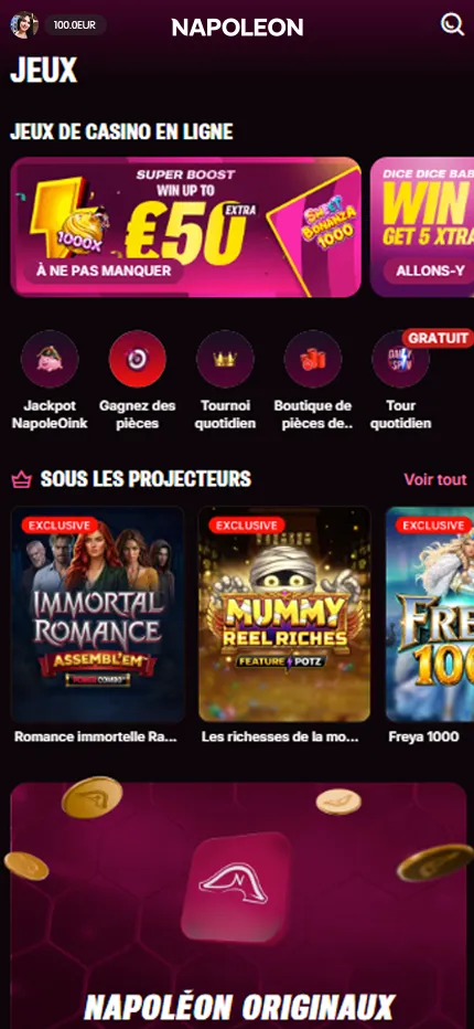 Image du lobby de Napoleongames