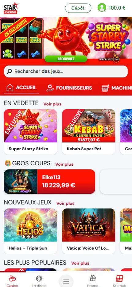 image du lobby de star casino