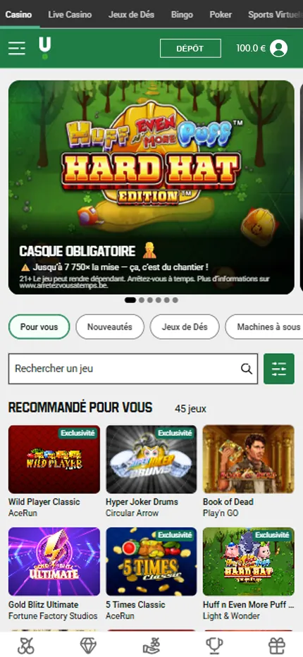Lobby de Unibet Casino